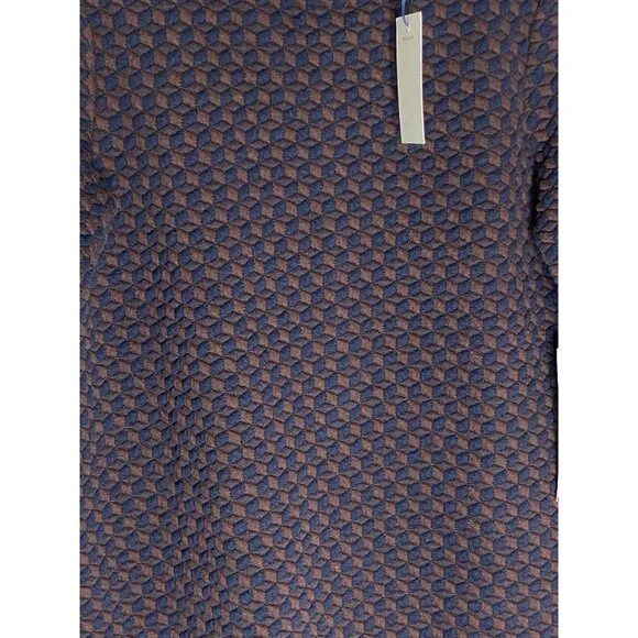 NWT Tuckernuck Navy & Brown Geometric Print Quilted Mock Neck Dress-sz Medium - Picture 7 of 7